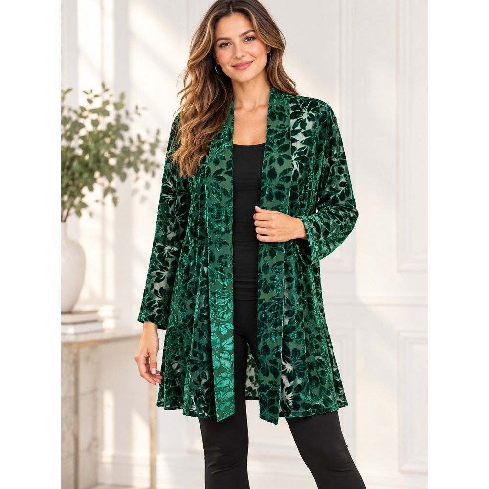 Torrid Women's Burnout Chiffon Velvet KimonoCardigan Duster sz 2 Boho Sheer NWT